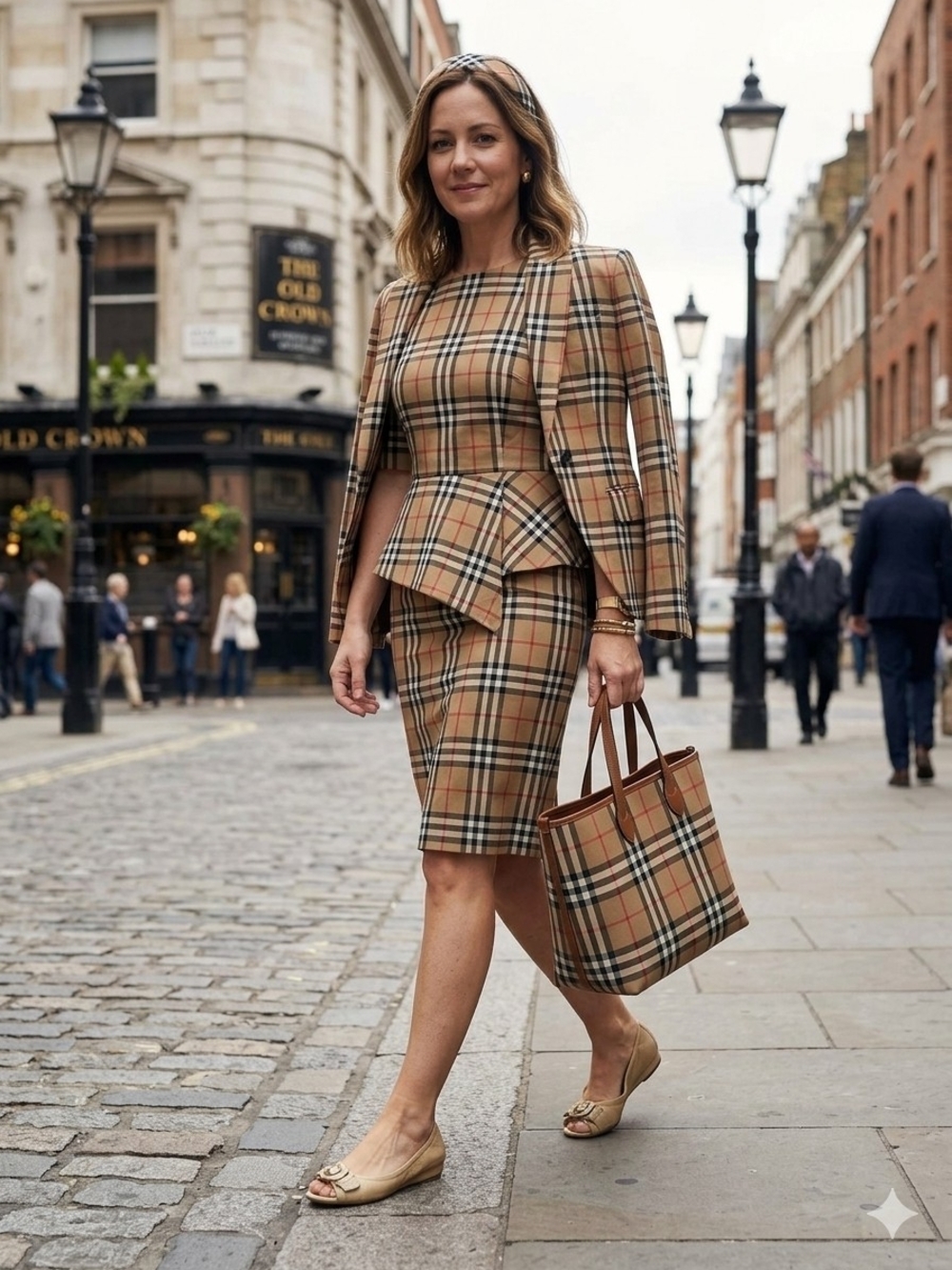 Burberry Beige Plaid Tote & Matching Flats Set